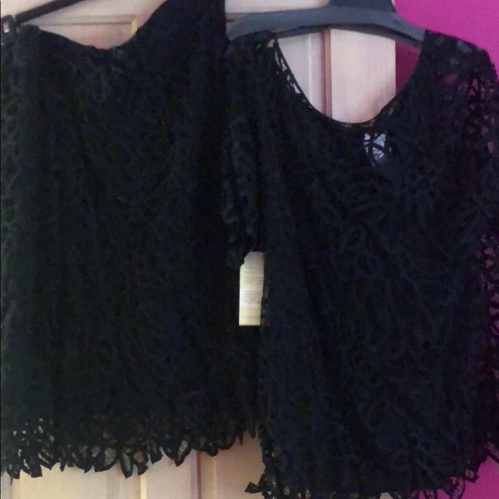 Women’s plus size fancy lace beaded  top and skirt